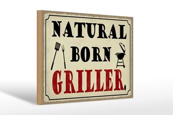 Panneau en bois indiquant 30x20cm natural born Griller Grilling 1