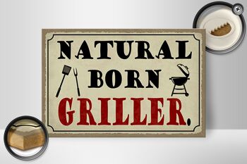 Panneau en bois indiquant 30x20cm natural born Griller Grilling 2