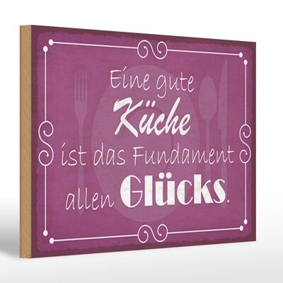 Holzschild Spruch 30x20cm gute Küche Fundament allen Glück