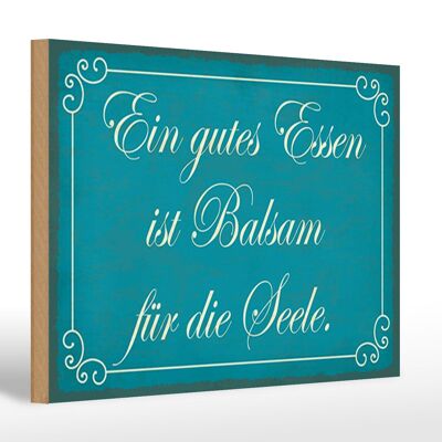 Cartel de madera que dice 30x20cm bálsamo para el alma buena comida