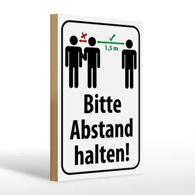 Holzschild Hinweis 20x30cm bitte Abstand halten 1.5