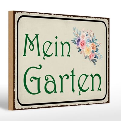 Cartello in legno con scritta "Il mio giardino" 30x20 cm