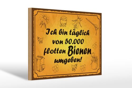 Holzschild Spruch 30x20cm von 50000 flotten Bienen umgeben