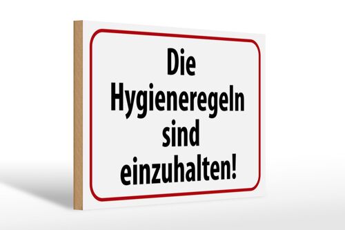 Holzschild Hinweis 30x20cm Hygieneregeln sind einzuhalten