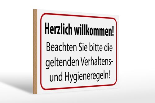 Holzschild Hinweis 30x20cm Verhaltens- und Hygienenregeln