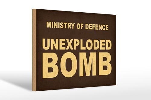 Holzschild Spruch 30x20cm ministry of defence unexploded