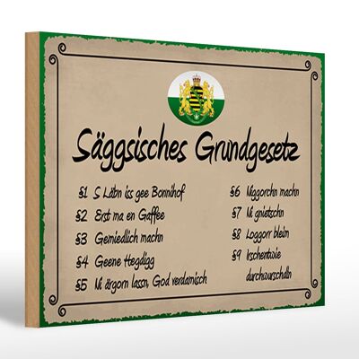 Cartel de madera que dice 30x20cm säggsisches ley básica divertido