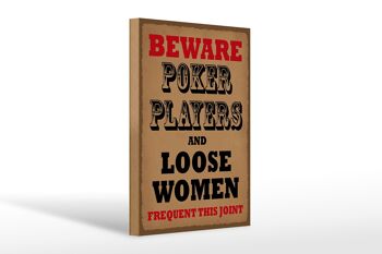 Panneau en bois indiquant 20x30cm Joueurs de poker et femmes en liberté 1