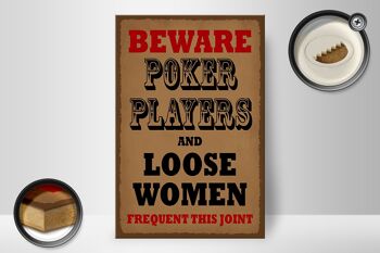 Panneau en bois indiquant 20x30cm Joueurs de poker et femmes en liberté 2