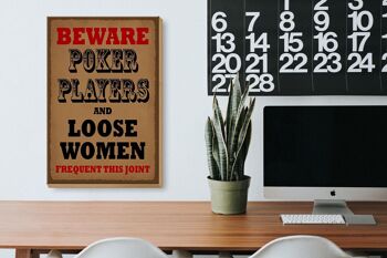 Panneau en bois indiquant 20x30cm Joueurs de poker et femmes en liberté 3