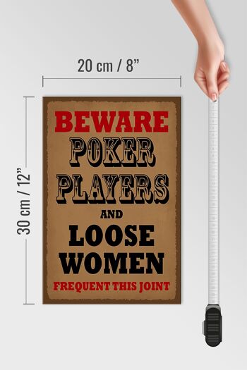 Panneau en bois indiquant 20x30cm Joueurs de poker et femmes en liberté 4