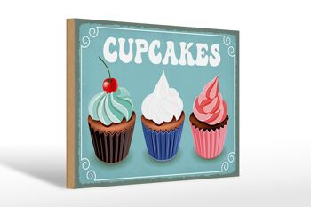 Panneau en bois disant 30x20cm Cadeau Cupcakes 1