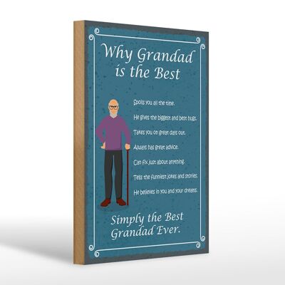 Cartello in legno di 20x30 cm che dice perché il nonno è il miglior nonno