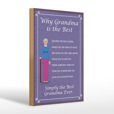 Cartel de madera que dice 20x30cm por qué la abuela es la mejor abuela
