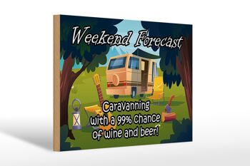 Panneau en bois indiquant 30x20cm Weekend Caravanning Wine Beer 1