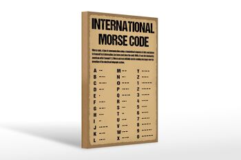 Panneau en bois indiquant le code Morse international 20x30cm 1