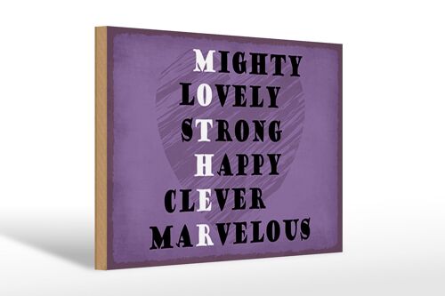 Holzschild Spruch 30x20cm Mother mighty lovely happy Mama