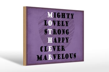 Panneau en bois disant 30x20cm Mother Mighty Lovely Happy Mama 1