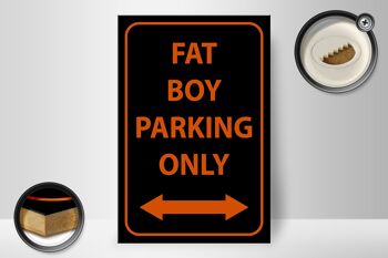 Panneau en bois avis 20x30cm fat boy parking only 2