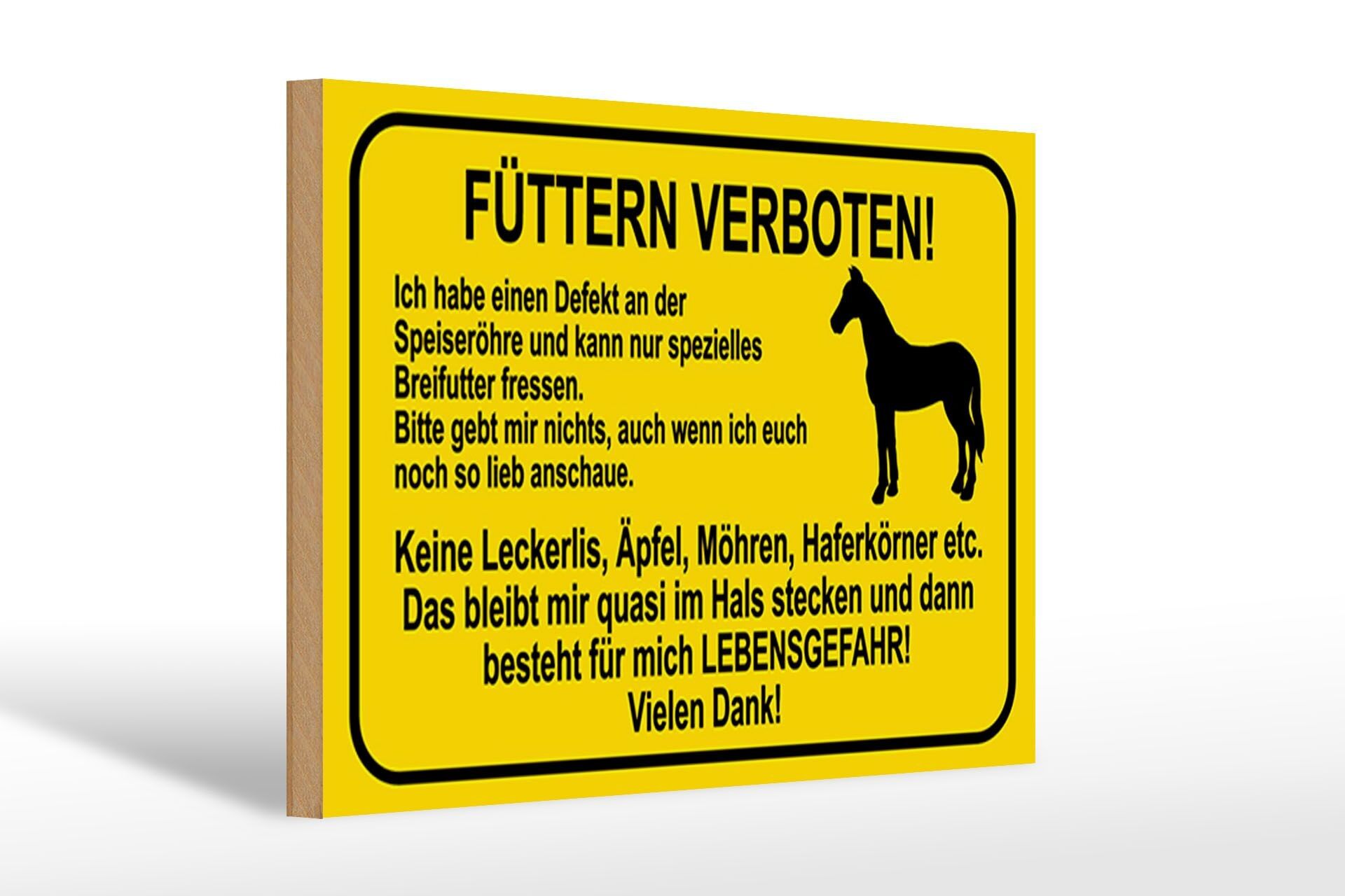 Cartello in legno 30x20 cm divieto di dare da mangiare ai cavalli