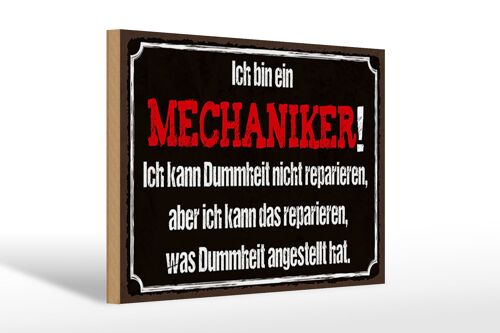 Holzschild Spruch 30x20cm bin Mechaniker kann reparieren