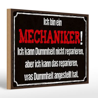 Holzschild Spruch 30x20cm bin Mechaniker kann reparieren