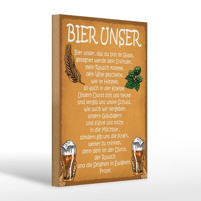 Holzschild Spruch 20x30cm Bier unser in Ewigkeit Prost