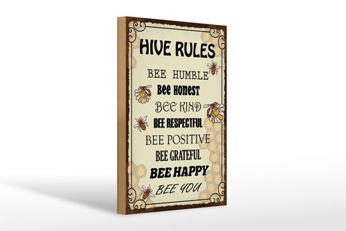 Holzschild Spruch 20x30cm Hive rules bee humble honest