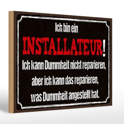 Holzschild Spruch 30x20cm bin Installateur kann reparieren