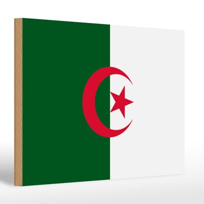 Panneau en bois drapeau de l'Algérie 30x20cm Drapeau de l'Algérie