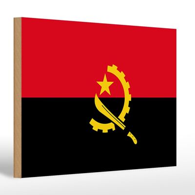 Letrero de madera Bandera de Angola 30x20cm Bandera de Angola