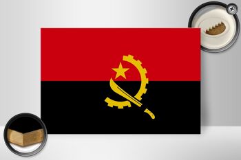 Panneau en bois drapeau de l'Angola 30x20cm Drapeau de l'Angola 2