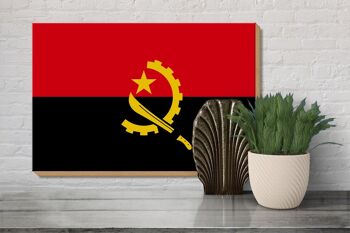 Panneau en bois drapeau de l'Angola 30x20cm Drapeau de l'Angola 3