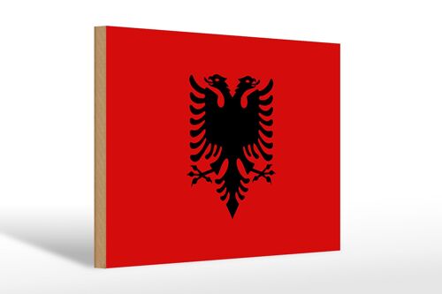 Holzschild Flagge Albaniens 30x20cm Flag of Albania