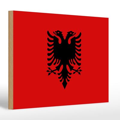 Holzschild Flagge Albaniens 30x20cm Flag of Albania