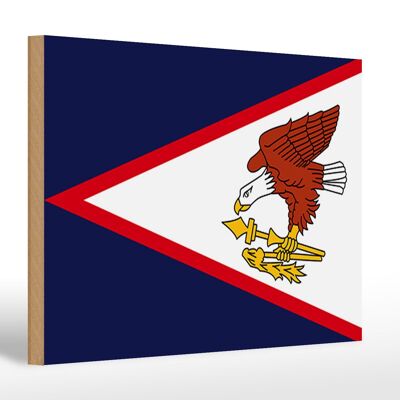 Cartello in legno bandiera 30x20 cm Bandiera delle Samoa Americane