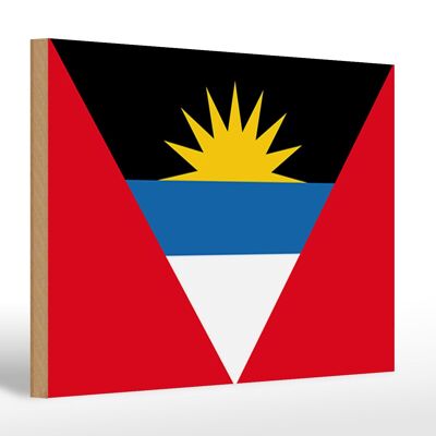 Letrero de madera Bandera Antigua y Barbuda 30x20cm
