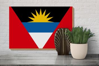 Drapeau panneau en bois Antigua-et-Barbuda 30x20cm 3