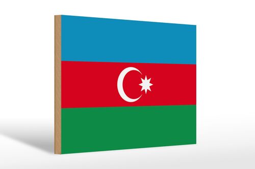 Holzschild Flagge Aserbaidschan 30x20cm Flag of Azerbaijan