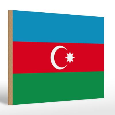 Holzschild Flagge Aserbaidschan 30x20cm Flag of Azerbaijan