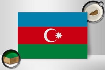 Panneau en bois drapeau de l'Azerbaïdjan 30x20cm Drapeau de l'Azerbaïdjan 2