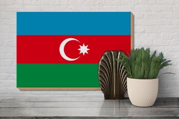 Panneau en bois drapeau de l'Azerbaïdjan 30x20cm Drapeau de l'Azerbaïdjan 3