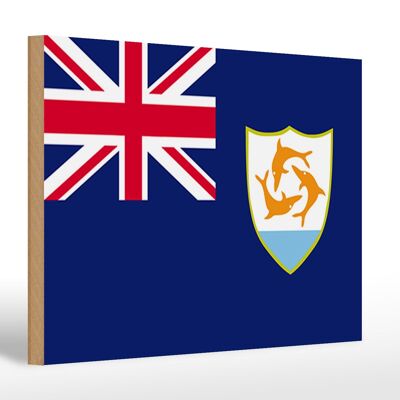 Holzschild Flagge Anguillas 30x20cm Flag of Anguilla