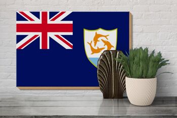 Panneau en bois drapeau d'Anguilla 30x20cm Drapeau d'Anguilla 3