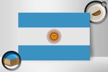 Panneau en bois drapeau Argentine 30x20cm Drapeau de l'Argentine 2