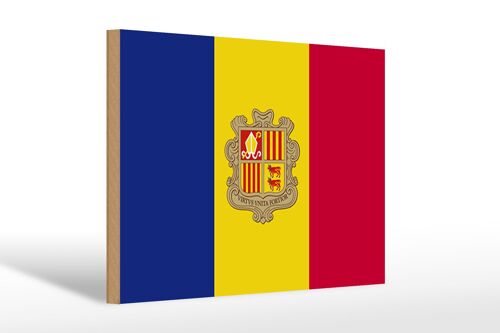 Holzschild Flagge Andorras 30x20cm Flag of Andora