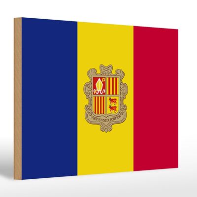 Letrero de madera Bandera de Andorra 30x20cm Bandera de Andorra