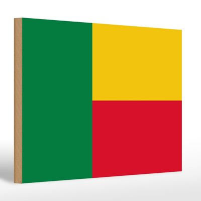 Letrero de madera bandera de Benin 30x20cm Bandera de Benin