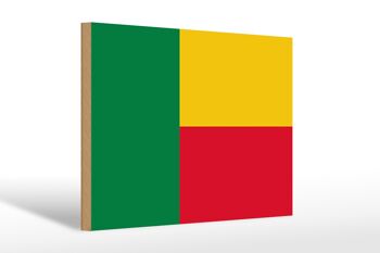 Panneau en bois drapeau du Bénin 30x20cm Drapeau du Bénin 1