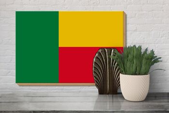 Panneau en bois drapeau du Bénin 30x20cm Drapeau du Bénin 3